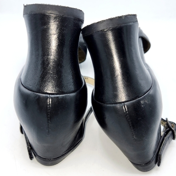 YVES SAINT LAURENT VINTAGE LEATHER T-STRAP ALMOND TOE MARY JANE SHOES BLACK 7.5 - Picture 5 of 15
